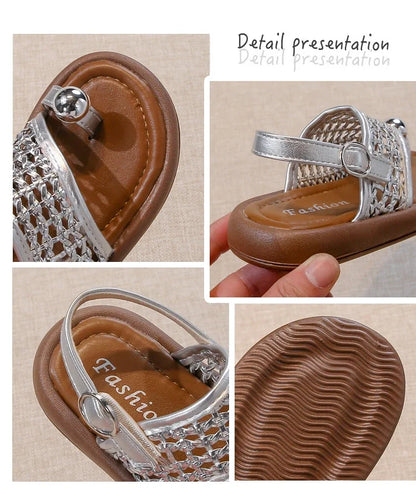 Summer New Little Kids Woven Sandals for Girls Anti-slippery Soft Sole Toddler Beach Shoes Boho Chic Princess Retro Girls