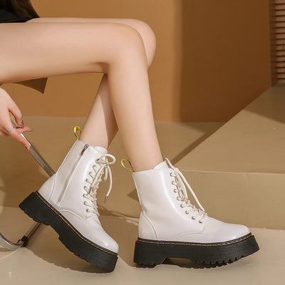 2025 New Women Boots Goth Casual Shoes Woman Leather Chelsea Classic Female Goth Shoes High Platform Boots Women Boots