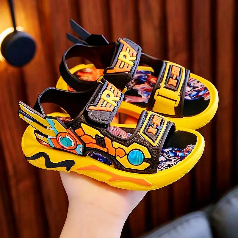 Upgraded Boys Sandals Soft Sole Anti Slip Sandal Cartoon Outwear Small and Medium Sized Children Beach Sandals