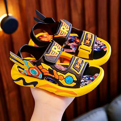 Upgraded Boys Sandals Soft Sole Anti Slip Sandal Cartoon Outwear Small and Medium Sized Children Beach Sandals