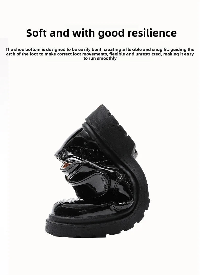 Kids Shoes For Boys Genuine Leather Shoes For Kids Wedding School Show Dress Flats Light Classic Black Children Loafer Moccasins