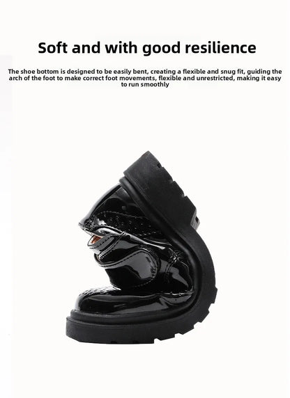 Kids Shoes For Boys Genuine Leather Shoes For Kids Wedding School Show Dress Flats Light Classic Black Children Loafer Moccasins