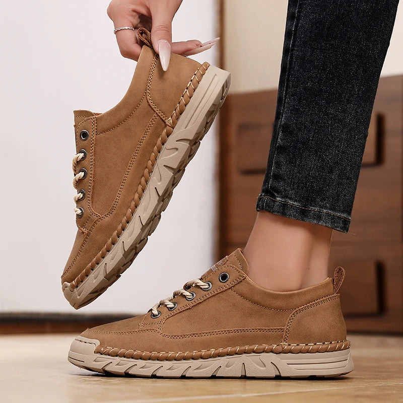 Platform Loafers 2025 New High Quality Men's Sports Shoes Leather Casual Shoes Autumn Breathable Men's Shoe Women's Flat Shoes