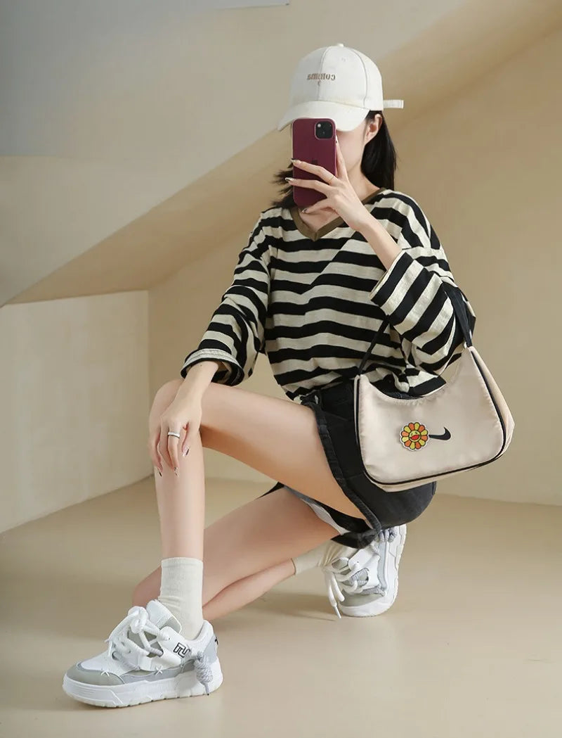 Trendy Women's Men Chunky Sneakers Versatile Casual Thick Soled Board Shoes Female Little White Shoes Walking Shoe Hombre Mujer