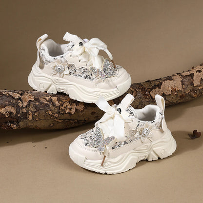 Children Shoes New Spring Toddler Girls Sport Shoes Bling Bling Soft Sole Breathable Outdoor Tennis Fashion Kids Sneakers