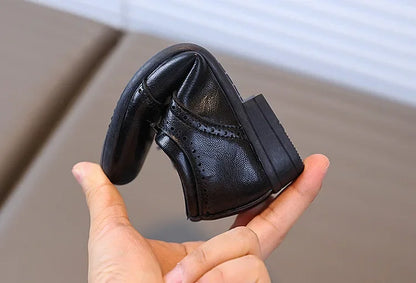 Boys School Leather Shoes New Performance Kids Black Loafers Fashion Children Formal Uniform Low-heels Shoes Causal Versatile