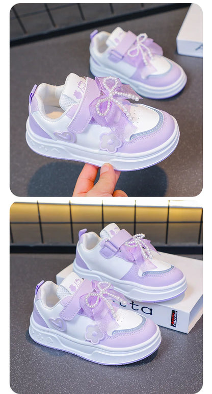 Girls Athletic Shoes Lightweight Princess Casual Sneakers Non Slip Soft Sole Toddler Kids School Tennis Fashion Shoes for Girls