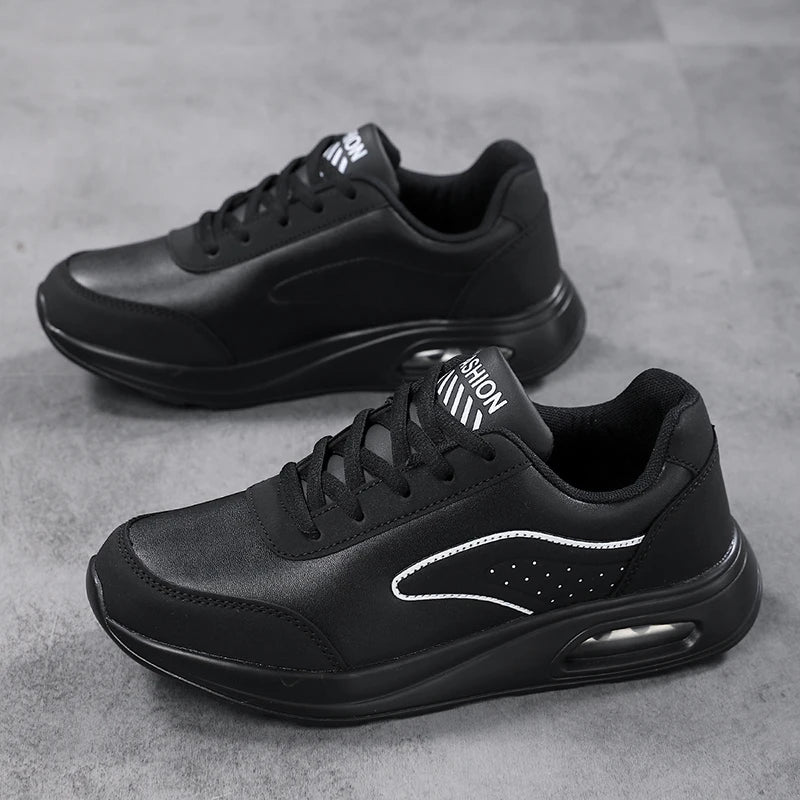 New Women's Fashionable Sneakers Leather Women's Casual Shoes Lace Up Flat Shoes Ladies Lightweight Fitness Walking Shoes