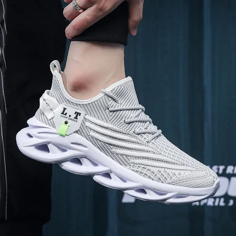 Men Sports Running Black Jogging Shoes Casual Sneakers Outdoor Breathable Mesh Women Light Shock-absorption Black Tennis