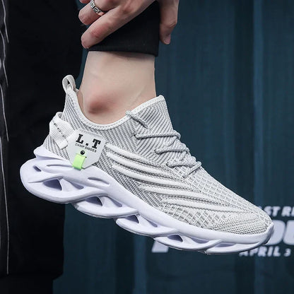 Men Sports Running Black Jogging Shoes Casual Sneakers Outdoor Breathable Mesh Women Light Shock-absorption Black Tennis