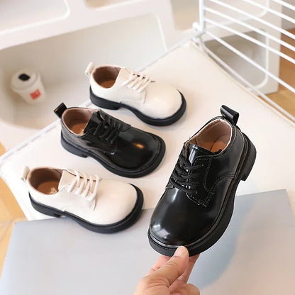 Children Shoes School Uniform Versatile Kids Leather Shoes Black Causal Boys Girls Fashion Performance Flat Shoes Simple Trend