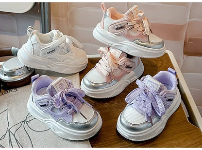 Students Sneakers Soft Sole Girls Running Shoes Mesh Breathable New Fashion Toddle Children Sports Shoes Non-slip Trendy