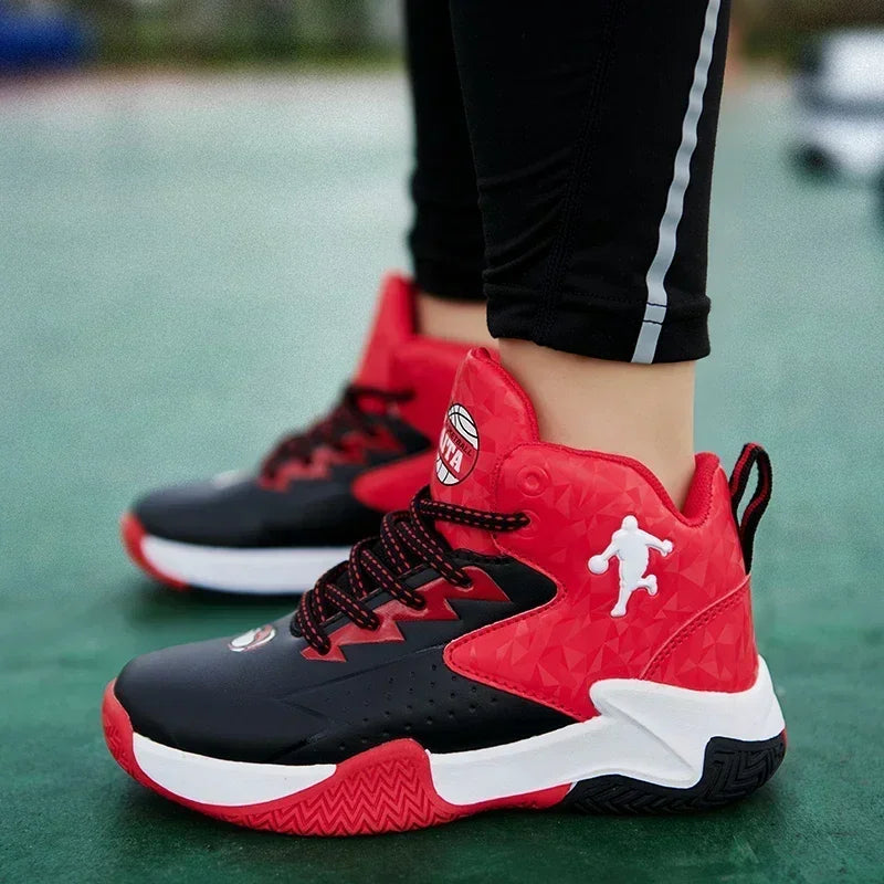 Children Basketball Shoes for Boys Girls Kids Teenagers Breathable Non-slip Lace Up Indoor Outdoor Training Sneakers Tennis Shoe