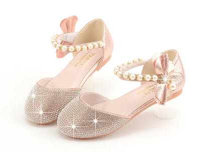Girls Wedding Shoes Glitter New Brand Flat Heels Children Princess Sandals Dance Kids Fashion Party Shoes with Pearl