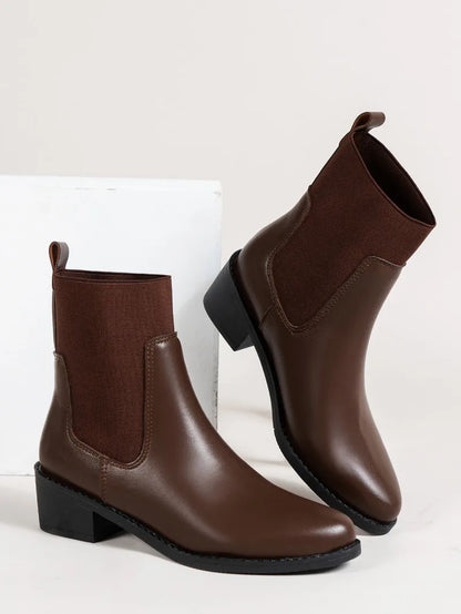 Fashion Boots Women's Short Boots New Style Thick Heel Chelsea Boots Women's Versatile Elastic Thin Boots Comfortable