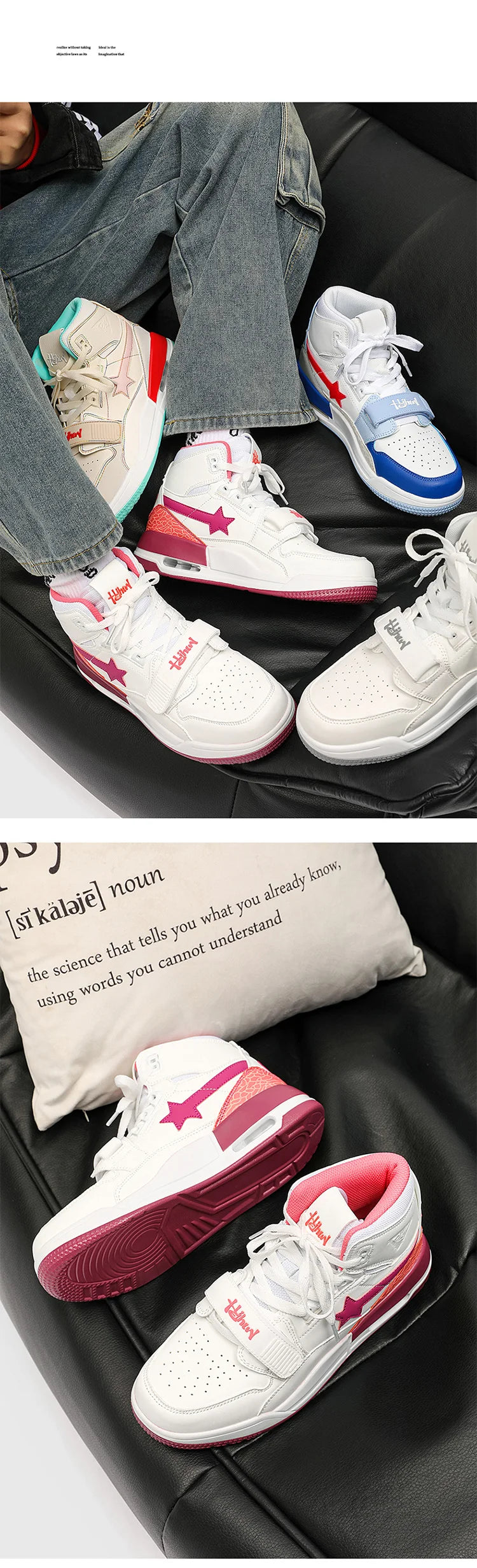 Mens Casual Sneakers High-tops Sneakers Trendy Boys Basketball Sports Tennis Shoes Outdoor Off-road Shoes Couple Sneakers