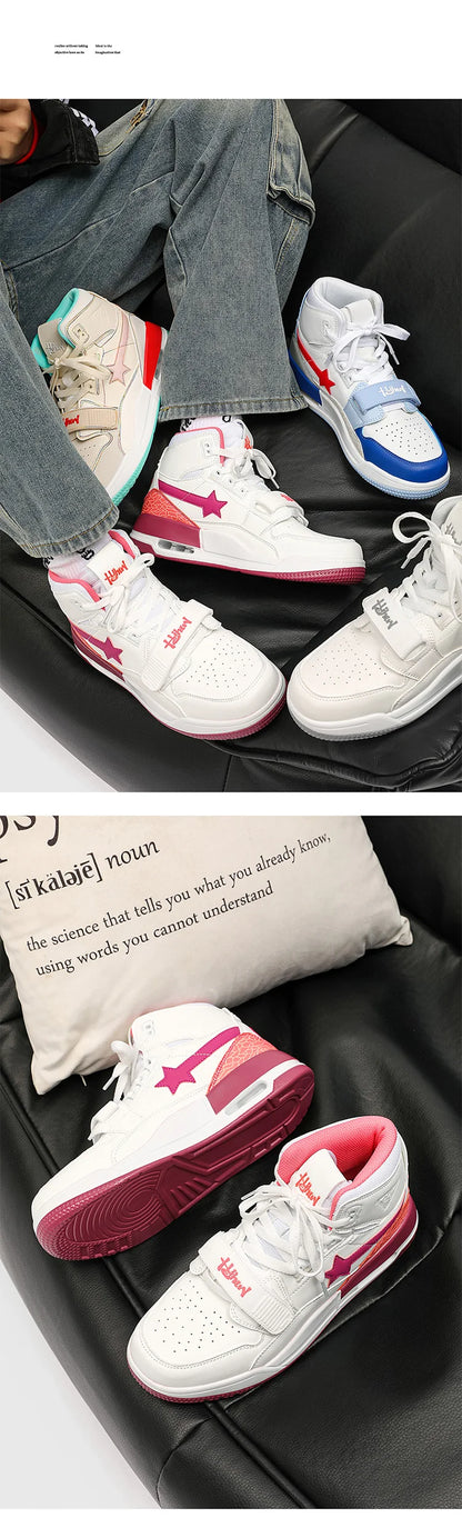 Mens Casual Sneakers High-tops Sneakers Trendy Boys Basketball Sports Tennis Shoes Outdoor Off-road Shoes Couple Sneakers
