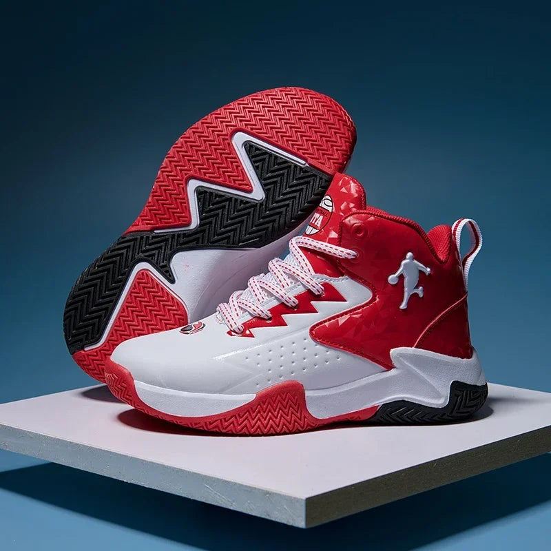 Boys Basketball Shoes High Quality Soft Top Thick Sole Non-slip Kids Sneakers Children Trainer Shoes Outdoor Boy Sport Basket