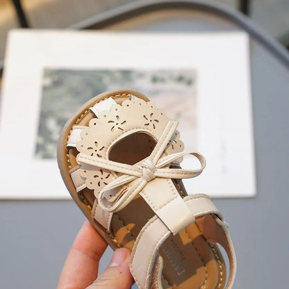 Summer Baby Girls Sandals Cut-Outs Lace Princess Shoes Children Sandals Anti Slip Soft Sole Toddler Kids Beach Shoes Size 21-30