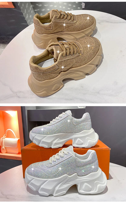 Shoes for Women New Shiny Rhinestone Women's Sneakers Shoes Autumn Korean Fashion Thick Sole Sports Shoes Zapatos De Mujer
