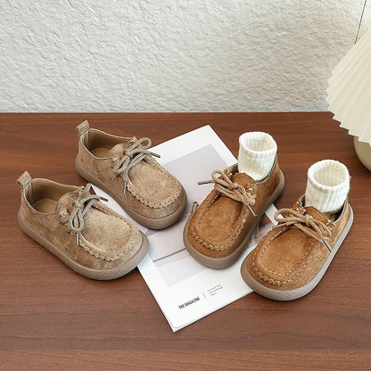 Kids Casual Loafers for Boys Girls 2025 New Autumn Toddler Walking Shoes Non-slip Thick Sole Retro Chic School Outdoor Footwear