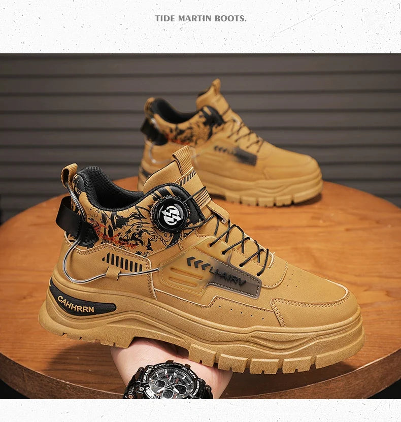 Men's Casual Outdoor Boots Fall Breathable Trendy Versatile Leisure Knob Board Shoes Anti-slip Riding Fashion Sneakers  (Available)