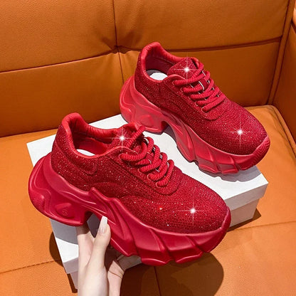 Shoes for Women New Shiny Rhinestone Women's Sneakers Shoes Autumn Korean Fashion Thick Sole Sports Shoes Zapatos De Mujer