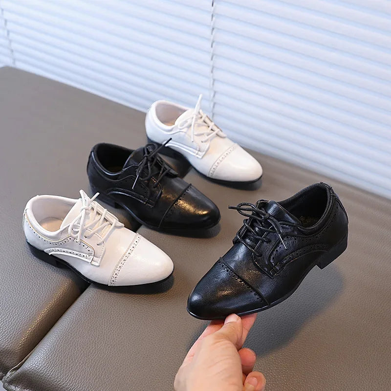Boys School Leather Shoes New Performance Kids Black Loafers Fashion Children Formal Uniform Low-heels Shoes Causal Versatile