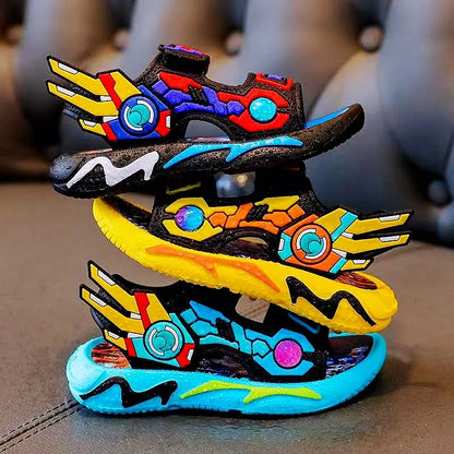 Upgraded Boys Sandals Soft Sole Anti Slip Sandal Cartoon Outwear Small and Medium Sized Children Beach Sandals