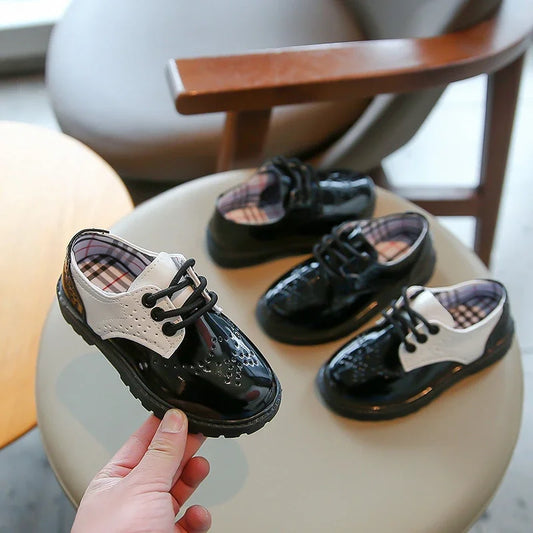 Boys Girls Fashion Leather Shoes 2025 Children New Style Oxfords Kids Flats for Baby School Party Formal Wedding Leather Shoes