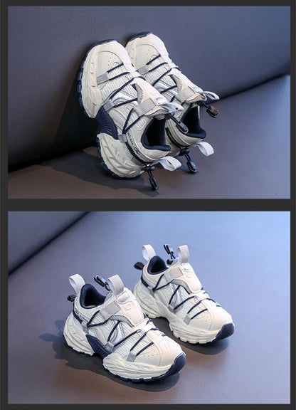 Boys Running Shoes Handsome Trendy Children Sneakers Mesh Breathable 2025 New Fashion Kids Sports Shoes Non-slip Thick Soft Sole