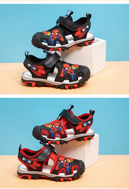 New Summer Kids Boys Sandals Closed Toe Cartoon Spiderman Shoes Orthopedic Sport Pu Leather Soft Baby Girls Beach Shoes Children