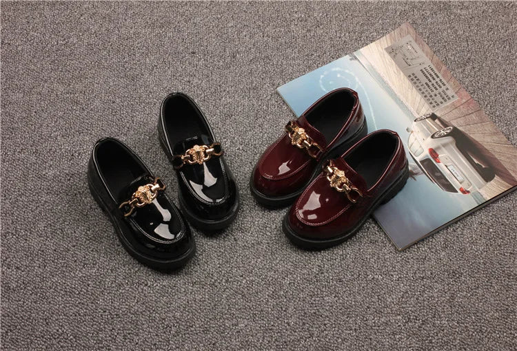 Children's Shoes Girls Autumn Princess Fashion Leather Shoes Kids Soft Sole British Style Black Student Performance Shoes