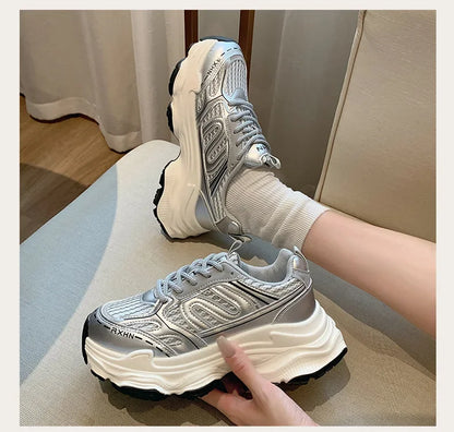 Women Sneakers Autumn Fashion Breathable Casual Shoes Women Mesh Lace Up Comfort Platform Vulcanize Shoes Zapatillas De Mujer
