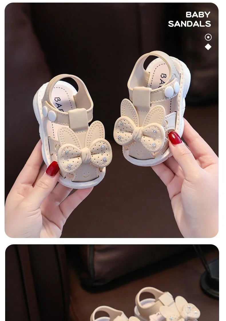 Solid Bow Children's Summer Shoes Cute PVC Beach Non Slip Sandals For Baby Girls Footwear Soft Infant Kids Fashion Sandals