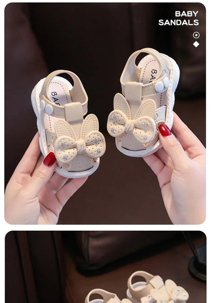 Solid Bow Children's Summer Shoes Cute PVC Beach Non Slip Sandals For Baby Girls Footwear Soft Infant Kids Fashion Sandals
