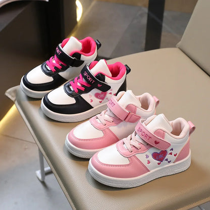 Children's Sports Shoes Spring and Autumn New Cute Girls' Sneakers Versatile Soft Breatheable Hook & Loop Fashion Kids Shoe