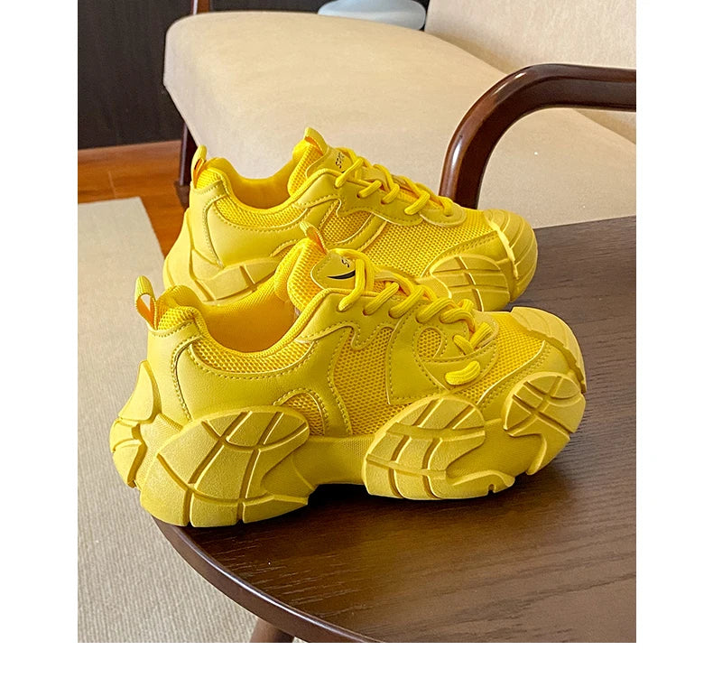 Women Platform Sneakers Lace Up Running Sports Shoes Soft Breathable Tennis Sneakers Casual Outdoor Comfortable Shoes For Female