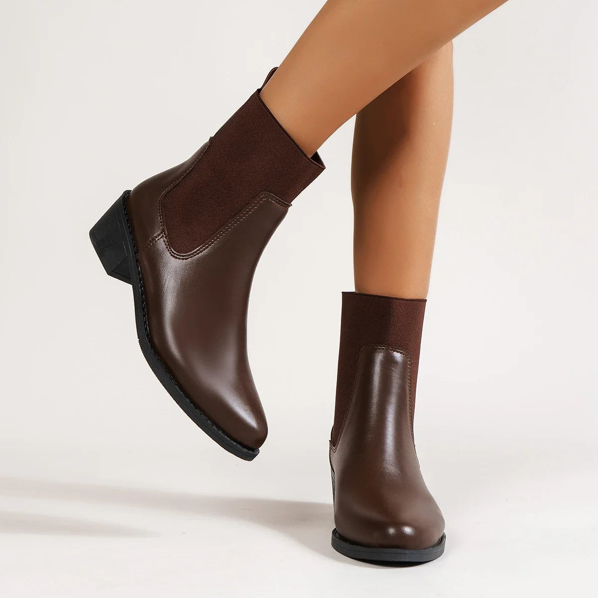 Fashion Boots Women's Short Boots New Style Thick Heel Chelsea Boots Women's Versatile Elastic Thin Boots Comfortable