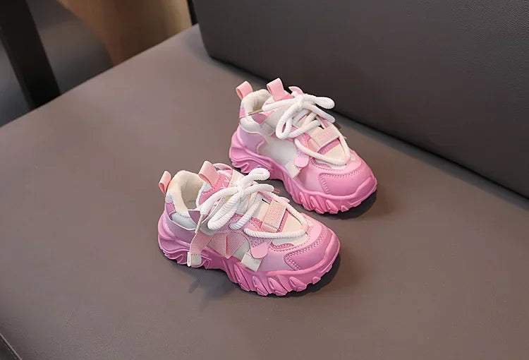 New Arrival Children Sneakers Pretty Silhouette Girl Running Shoes Pink Black Khaki Trendy Kids Shoes Boys Training Shoes