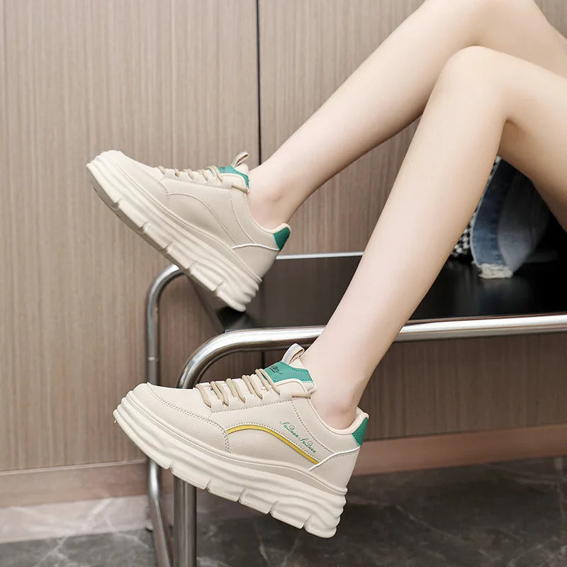 Women's Sneakers Spring Trend Lace-up Platform Casual Shoes Student Small White Shoe Old Dad Style Soft Sole Flat Shoe Versatile