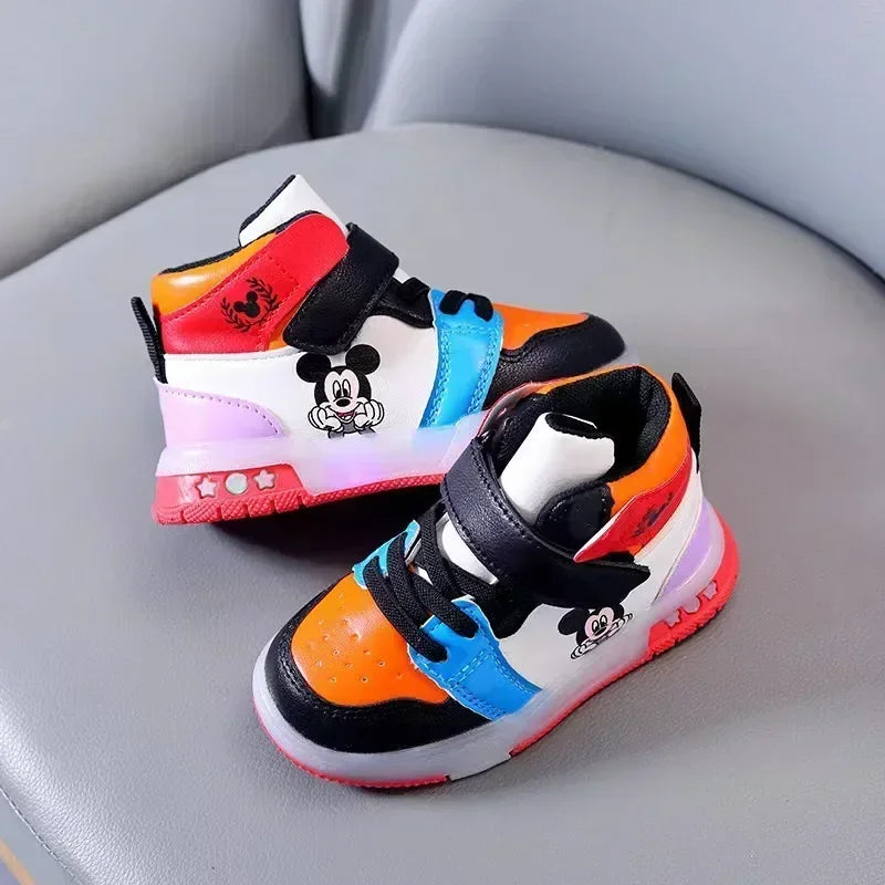 Cute Minnie Mickey Cartoon Led Lighted Shoes for Boys Girls Luminous Shoes Toddler Flash Lights