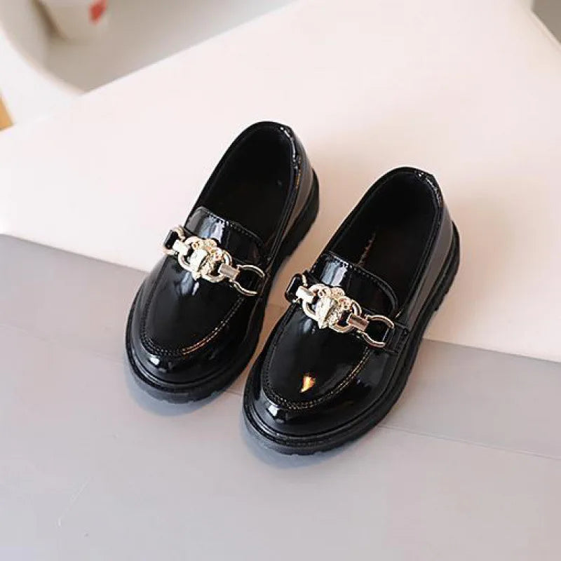 Children's Shoes Girls Autumn Princess Fashion Leather Shoes Kids Soft Sole British Style Black Student Performance Shoes