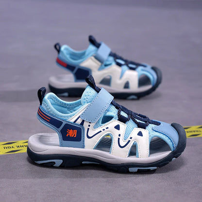 Summer Kids Beach Sandals Shoes Closed Toe Anti Bump Children's Walking Flat Shoe Outdoor Breathable Boy's Soft Sole Sandals