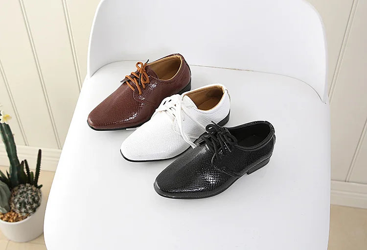 Iawesome Boys Leather Shoes Kids Flats Lace-up Children's Wedding Shoes For Toddlers Boy Big Boys Fashion For Performance