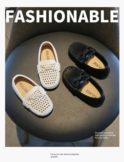 Kids Fashion Casual Shoes Slip-on Flats Boys Moccasins  Solid Color 2025 New Hot Soft Breathable Simple Hollow Children Loafers