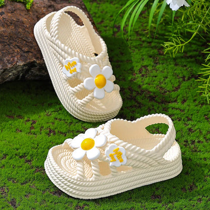 New Summer Aged 2-8 Children Slippers Flower Pattern Lithe Comfort Sandal For Girls Non-slip Seabeach Flip Flops Home Kids Shoes