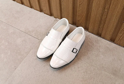 Kids Boys Girls Leather Shoes Students Boys Girls Soft Bottom Performance Shoes Black Fashion  Flower Kids Ceremonial Footwear