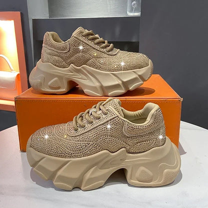 Shoes for Women New Shiny Rhinestone Women's Sneakers Shoes Autumn Korean Fashion Thick Sole Sports Shoes Zapatos De Mujer