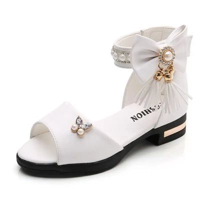 Kids Bow Sandals Children Girls Summer Cute Sandals Beach Sandals Princess Fashion High Heels Tassel School Shoes